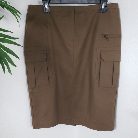 Lafayette 148 New York Dresses & Skirts - Lafayette 148 Brown Cargo Pencil Knee Length Pleated Pockets  NWOT sz 6 Small